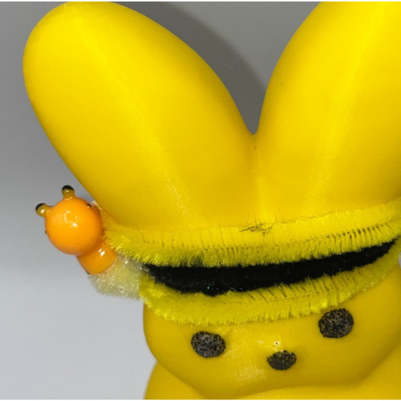 Large Yellow Bunny Peep Ninja Bumble Bee Peep Fluffy Pom Deb O. Originals OOAK - Picture 9 of 16